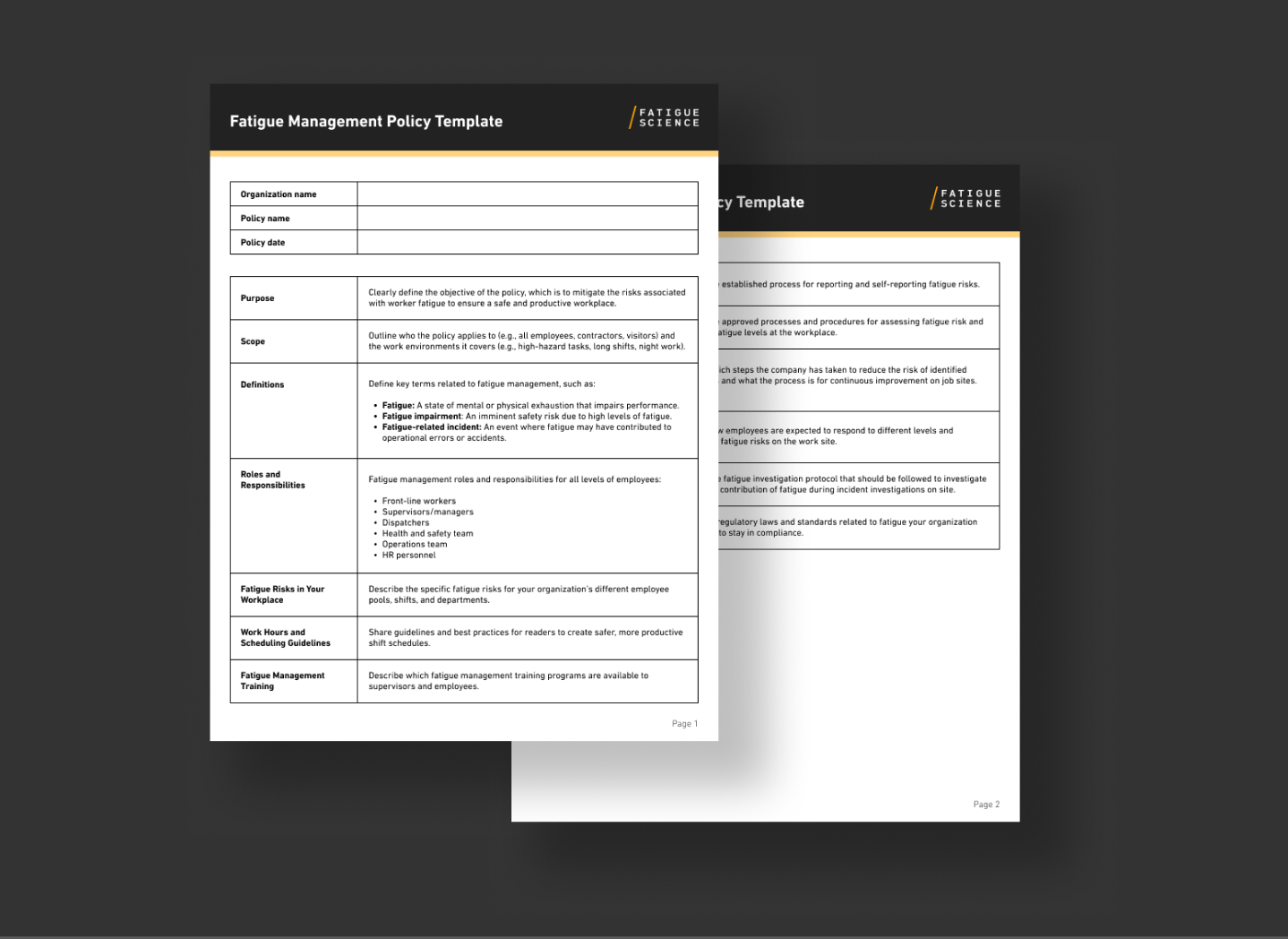 Fatigue Management Policy Template Image